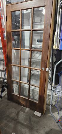 Solid Wood Interior Door with Glass Panes 1