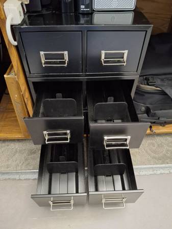Metal stackable file drawers (3) double drawer units 1