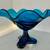 Viking Epic Drape 3 Toed Blue Glass Compote 1 thumbnail