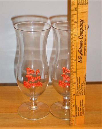 (2) Kahlua Logo Hurricane Glasses New Old Stock Unused Very Clean! 1