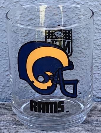Los Angeles Rams Cocktail Glass Blue Yellow Helmet NFL Football Logo 4" Tall 1