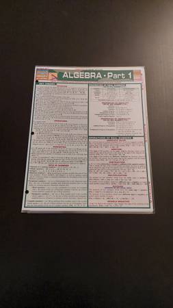 Quick Study guides - algebra, geometry, trig, pre-calc, calculus 1