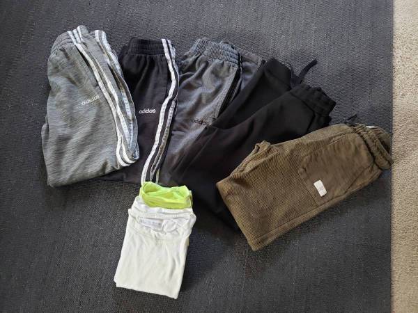 10/12 Adidas Zara pants, all have pockets, long sleeve tees 1
