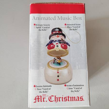 Mr Christmas Hinged Porcelain Musical Animated Snowman Ornament