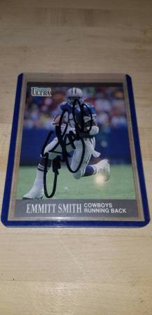 EMMIT SMITH Signed NFL 1991 Fleer #165 Card in Holder 1