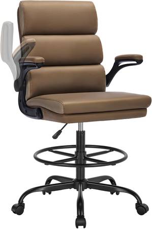 Silla de oficina alta con apoyabrazos acolchados abatibles, ejecutiva - $80 (Brooklyn)63471465877633120