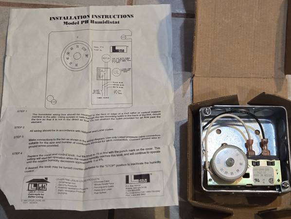Leslie Locke Automatic Humidistat Model PH Attic Moisture Frost cont, 1