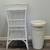 Vintage Wicker Wood Trash Can Clothes Basket & Table Stand 2 thumbnail