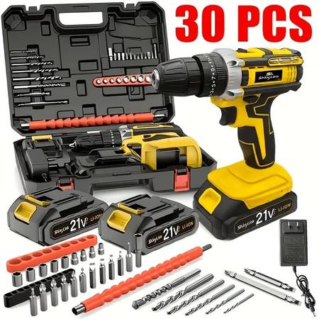30 pcs Home Multi-Purpose Cordless Drill Tool Set - Rechargeable 1