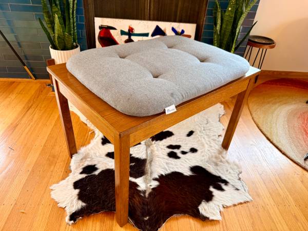 Danish Mid-Century Modern teak side table and bench + cushion 1