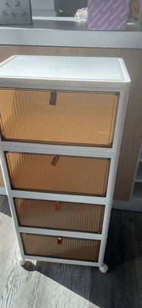 Gently used stackable collapsible plastic drawers great for bathroom closet kids 1