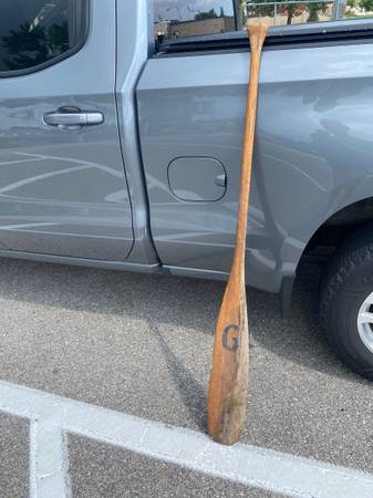 Weathered wooden 5’ canoe paddle with lots of patina 1