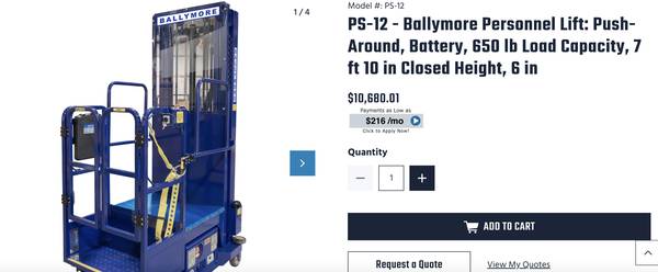 Ballymore stock picker / man lift PS12 1