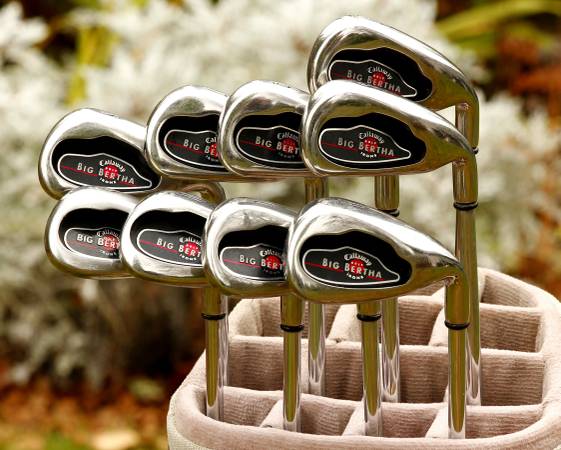 CALLAWAY 2004 BIG BERTHA IRON SET + 3 WOOD AND PUTTER 1