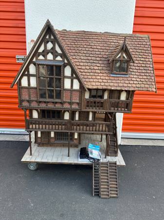 Large Bespoke Tudor Style Dollhouse By Kevin Jackson Timber Wood 1:12 1