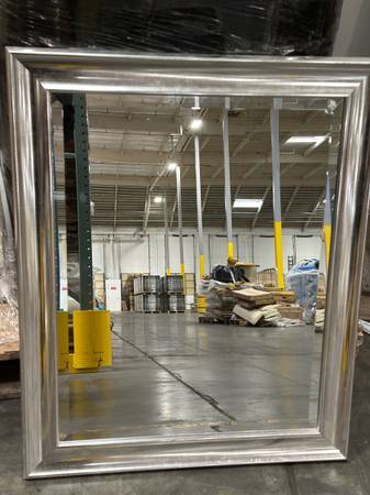 Large Beveled Wall Mirror – Chrome Frame – New – 26.5” × 33” 1