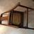 Antique sold wood chair with brown leather seat 6 thumbnail
