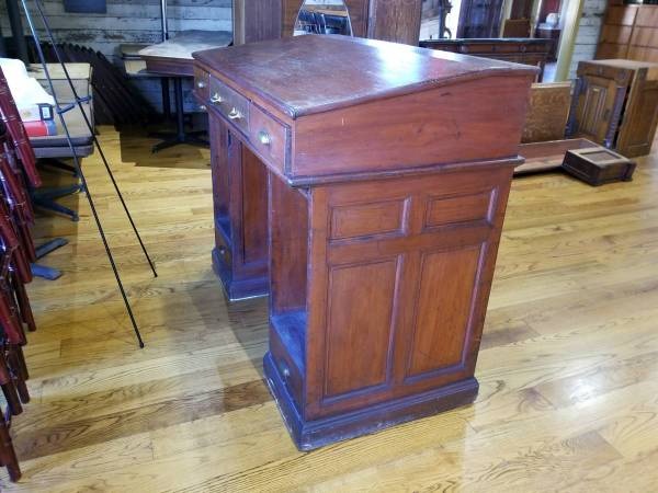 REDUCED!    1880s HAND-MADE POST OFFICE DESK w/ FINISHED FRONT 1