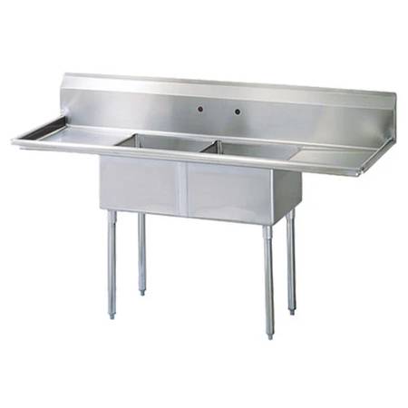 Brand New 2 Compartment 24" Sink with Left & Right Drainboard 1