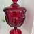 Viking Art Glass MCM Six Petal Ruby Red Candy Jar and Cover 4 thumbnail