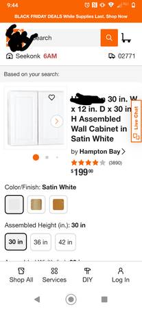 white upper kitchen cabinet ( used) 1