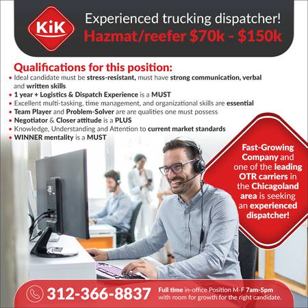 HIRING HAZMAT OTR DISPATCHER! $70K-$150K 1