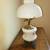 Vintage Hurricane Lamp - white Milk Glass with Painted Blue Flowers 6 thumbnail
