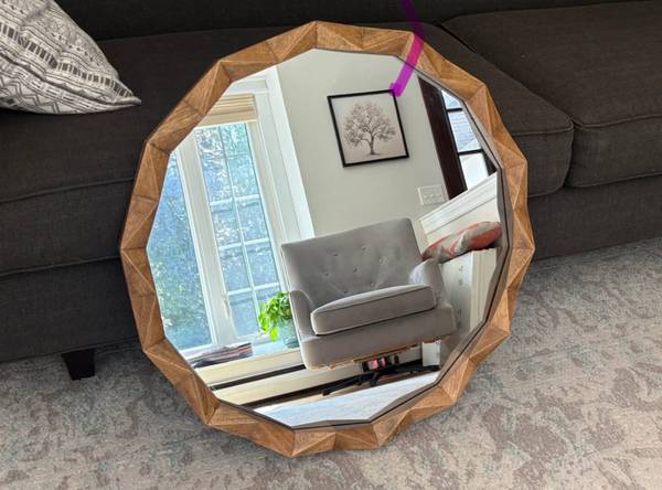 Kate and Laurel Endicott Round Wood Mirror 26”x26” 1