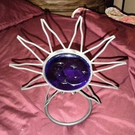 Sun moon stars Semi Transparent glass Candle Holder 1