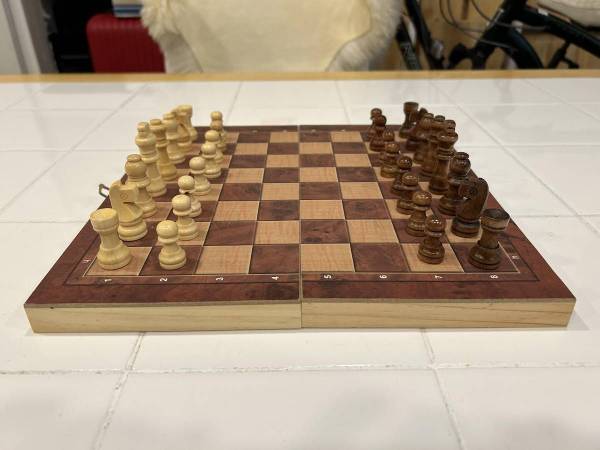 Pristine Bi-Folding Casing W/Chess/Checkers/Back Gammon Players 1