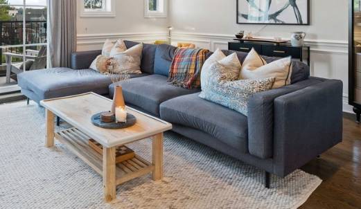 Modern Blue-Gray Sectional Couch 1