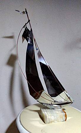 Brass Sailboat On Onyx Base New With Tags 1