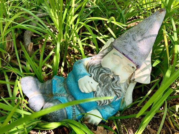 Vintage Weathered Cast Iron Sleeping Gnome 1