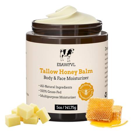 Beef Tallow for Skin, Whipped Tallow and Honey Balm for Body and Face, 1