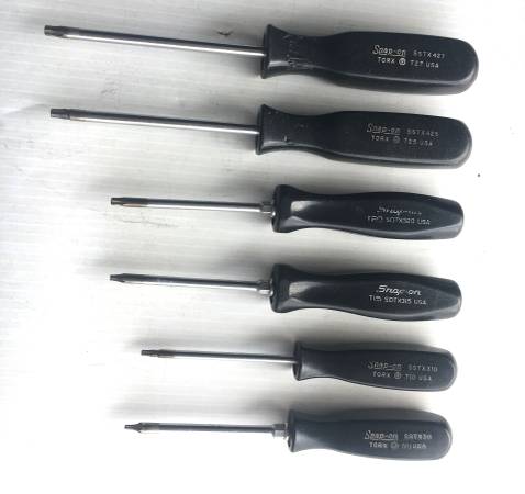 Snap On 6 Pc. TORX Screwdriver Set SDTX Black T-8 thru T-27 1