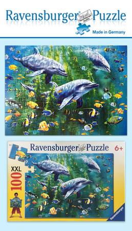 🇩🇪Ravensburger 100 Pc. XXL Dolphins Trio Puzzle 1