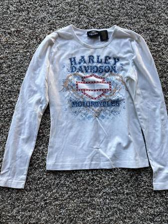 Harley Davidson Long sleeve red/white and blue top. 1