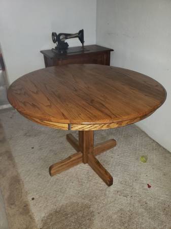 Oak Table with Fold Down Sides, 2 Press Back Chairs (optional) 1