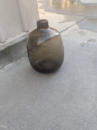 Glass Vase Oval Shape Thick Color Dark Brown H 13" X W 8" 1