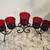 Red Glass 5 Votive Candle Holder with Black Wrought Iron Scrolled Meta 3 thumbnail