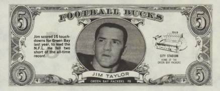 Jim Taylor #30 1962 Topps Bucks 1