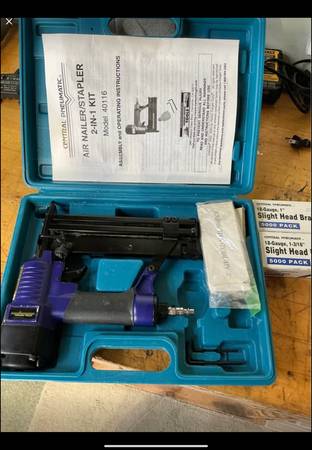 Twin tank air compressor with hoses, tools etc - $150 (Columbia)63441860231939123