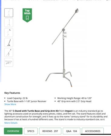 C-Stand with Turtle Base and Grip Arm Kit (40", Chrome) 1