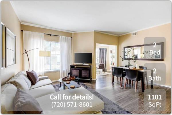 $2,390 / 2br - 1101ft2 - Comfort, convenience and unmatched amenities. 2 BR/2 BA, 1101 SqFt (Denver - Cherry Creek Shopping Center)63920603714307120