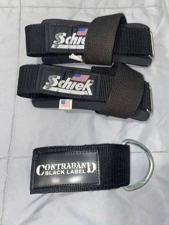 Schiek Weightlifting Straps + Contraband Black Label D-Handle – Set 1