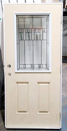 New 36" 1/2 Deco Glass LH Outswing Fiberglass Exterior Entry Door 1
