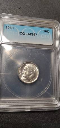 1960 Silver Roosevelt Dime-Graded ICG MS67-Brilliant Uncirculated 1