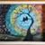 MYSTICAL LANDSCAPE OIL PAINTING TREE BIRD RAINBOW COLORS FRAMED SIGNED 1 thumbnail