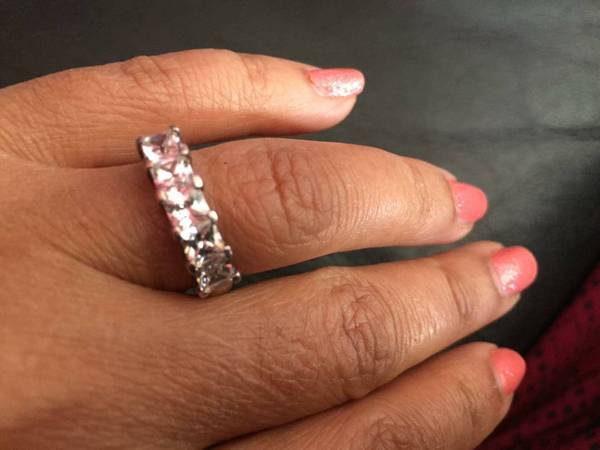 Sterling Silver  wedding Band (Size 7) with 5 beautiful Swarovski 1