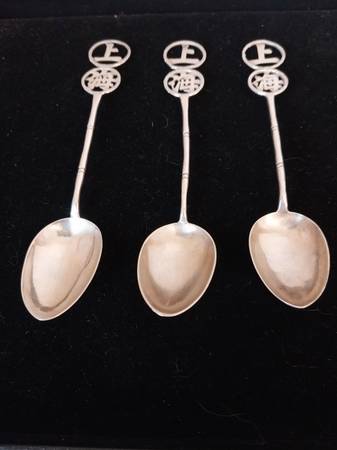 3 Chinese Export Silver Spoons - Sing Fat 1